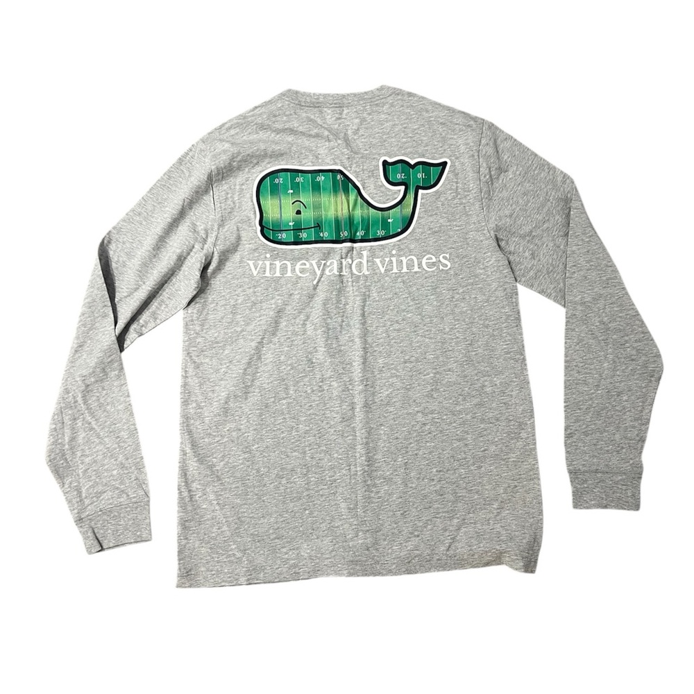 NWT Vineyard Vines Football Field Long Sleeve Tee in Gray/Green